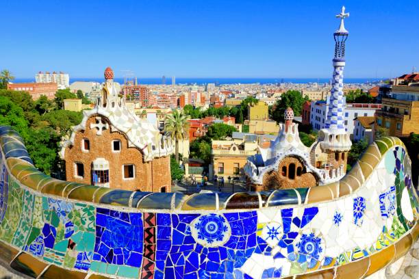 istock Park Guell with mosaic wall, Barcelona, Spain 649423886