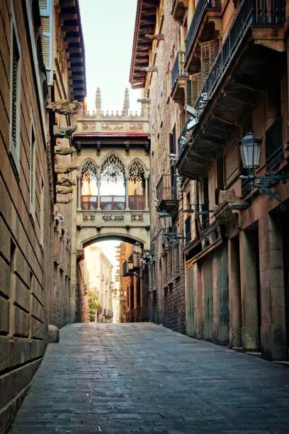 Photo of Covered bridge in the Gothic Quarter of Barcelona, Spain