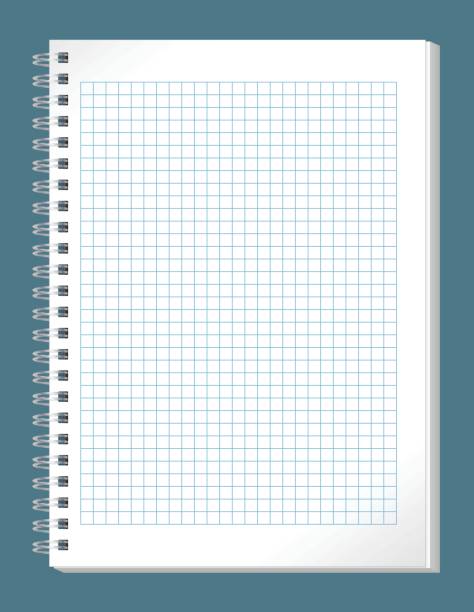 Notebook Blank checked pattern spiral notebook. exercise book stock illustrations