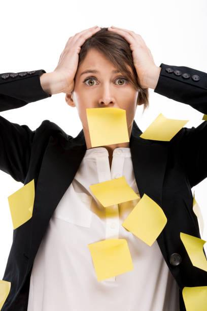 istock Woman with yellow paper notes 649447778