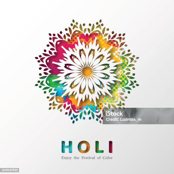 Conception De Holi De Vacances Vecteurs libres de droits et plus d'images vectorielles de Holi - Holi, Mandala, Multicolore