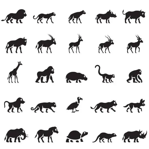 Vector illustration of African Animal Icons