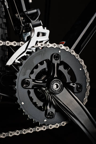 istock mountain bicycle crankset on dark background 649456944
