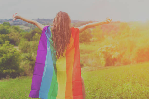 istock Lesbian Girl Holding LGBT Flag 649462782