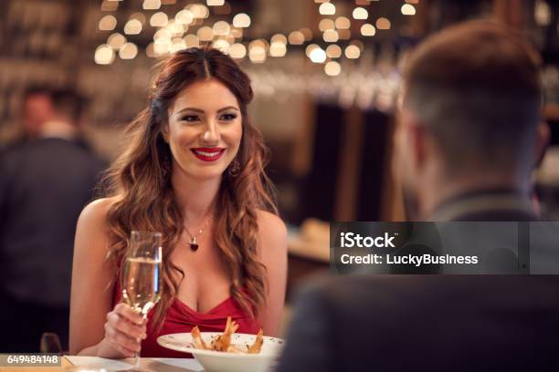 Romantic Dinner For Valentines Day Stock Photo - Download Image Now - Dating, Restaurant, Women