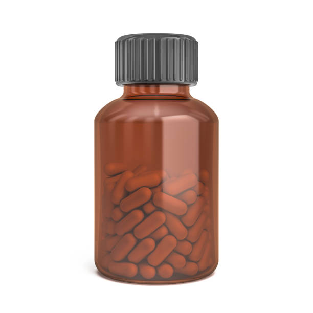 istock Isolated medicine bottles with drug. 3D rendering 649484940