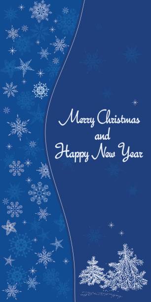 Christmas card with snowflakes on blue background vector art illustration