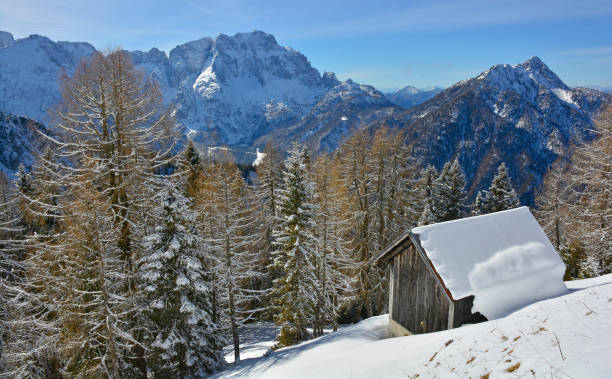istock Wooden Hut on Lussari 649498142