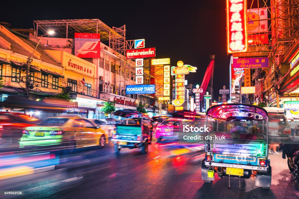 Bangkok Chinatown Traffic at night Bangkok Stock Photo