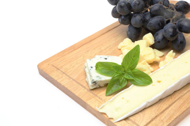 istock Various kind of cheese and grape on a cutting board 649508070