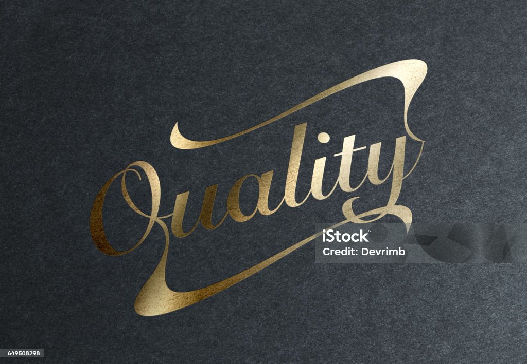 Golden Quality Stamp Quality is luxury. Logo Stock Photo