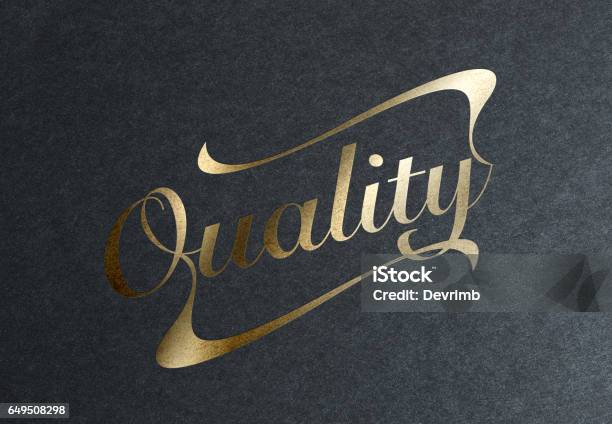 Golden Quality Stamp Stock Photo - Download Image Now - Logo, Luxury, Elegance