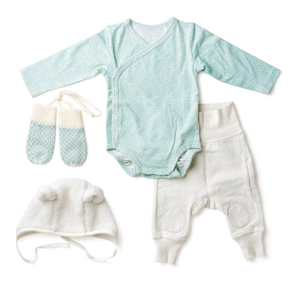 Set of blue baby clothes, from above