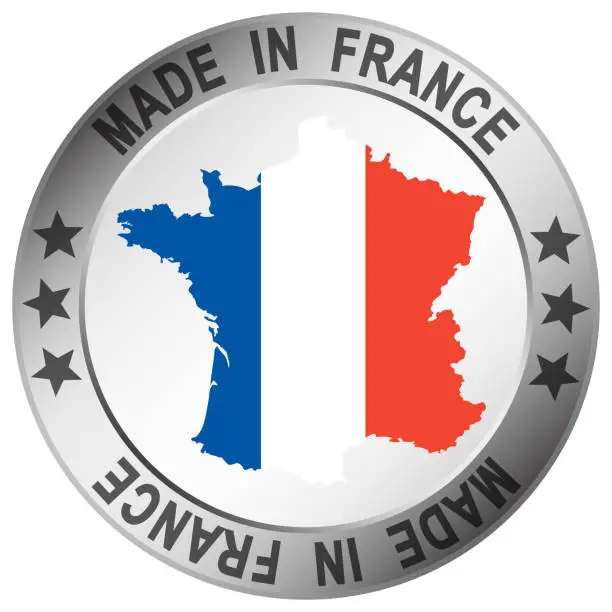 Vector illustration of button Made in France