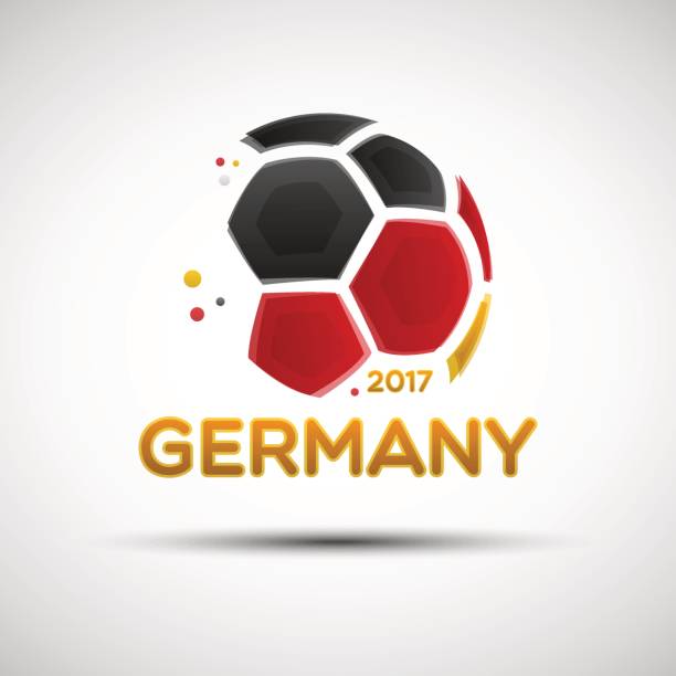 ilustrações, clipart, desenhos animados e ícones de bola de futebol abstrata com cores da bandeira nacional alemã - euro