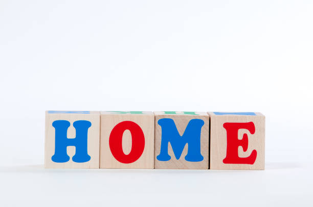 istock Alphabet blocks inscription house on a white background 649521720