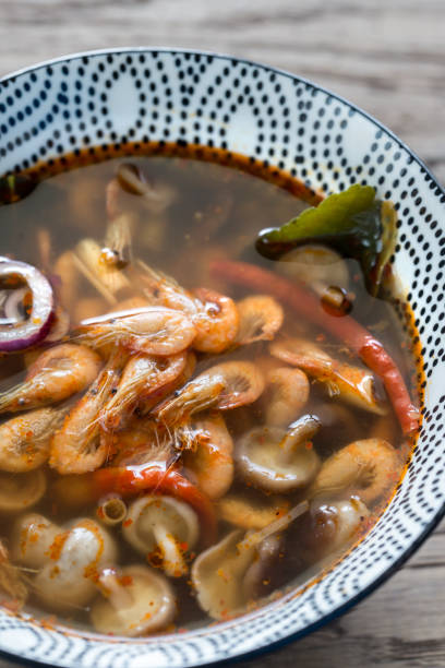 istock Bowl of thai tom yum soup 649524200