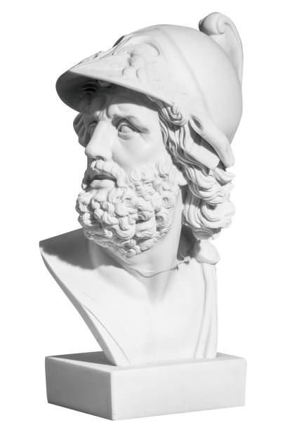 istock The man's head in a helmet in a classical style on a white background 649535378