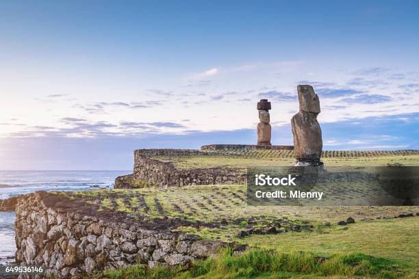 Ahu Ko Te Riku Easter Island Tahai Hanga Roa Rapa Nui Stock Photo - Download Image Now