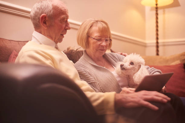 istock Senior couple browsing the internet on digital tablet 649540596