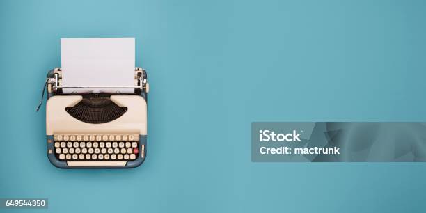 Typewriter Header Stock Photo - Download Image Now - Typewriter, Storytelling, Blogging