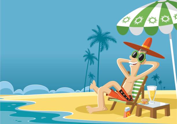 ilustrações, clipart, desenhos animados e ícones de peacefull praia e descolado - peacefull