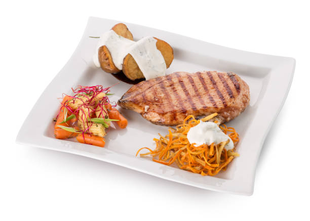 istock meat steak with baked potatoes with tartar sauce 649549094