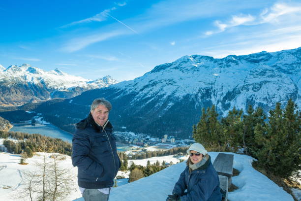 istock Couple Poses at the Mountains in Saint Moritz 649549368