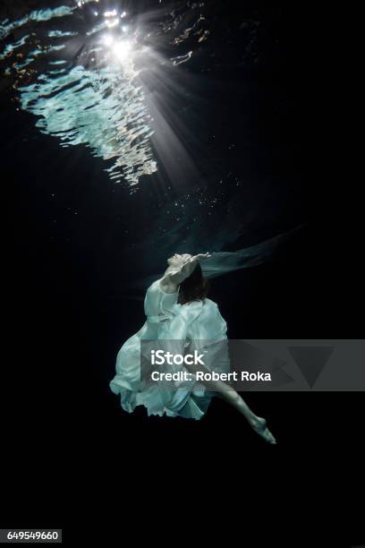 Young Female Ballet Dancer Dancing Underwater Stock Photo - Download Image Now - Underwater, Dancing, Dancer