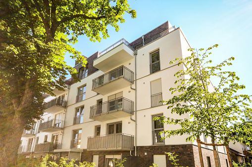 Modern apartment building in the city, Condominiums in a residential development