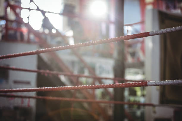 istock Boxing ring in fitness studio 649563694