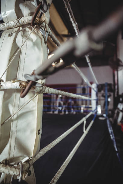 istock Boxing ring in fitness studio 649569122