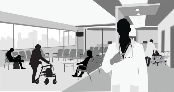 комната ожидания пациента - emergency room illustrations stock illustrations