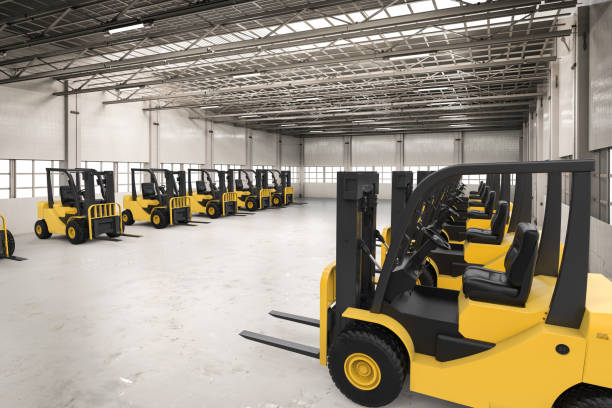 istock forklift truck in factory 649569732