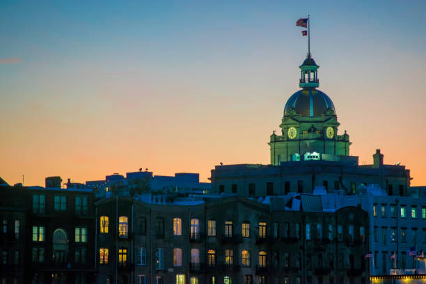 istock Savannah City Hall Dome at Dusk 649580632