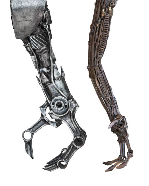 istock Hand metallic robot made from machinery gears bolts nuts isolated 649580964