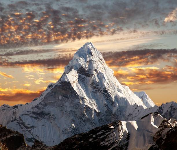 istock Evening panoramic view of mount Ama Dablam 649584460
