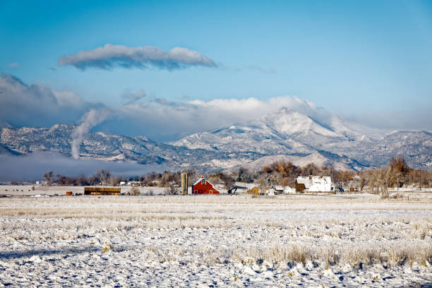 istock Winter in Colorado with Red Barn 649590202