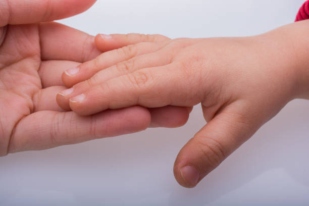 istock Child and grown up hands together 649591096