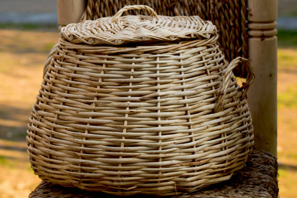 istock Empty wicker baskets for sale in a market place 649601166