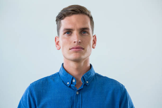 istock Close-up of man in blue shirt 649604476
