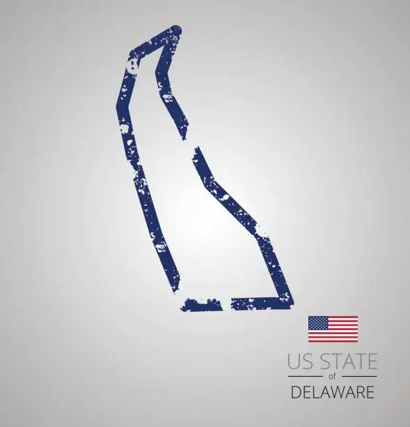 Vector illustration of Delaware State Grunge Outline