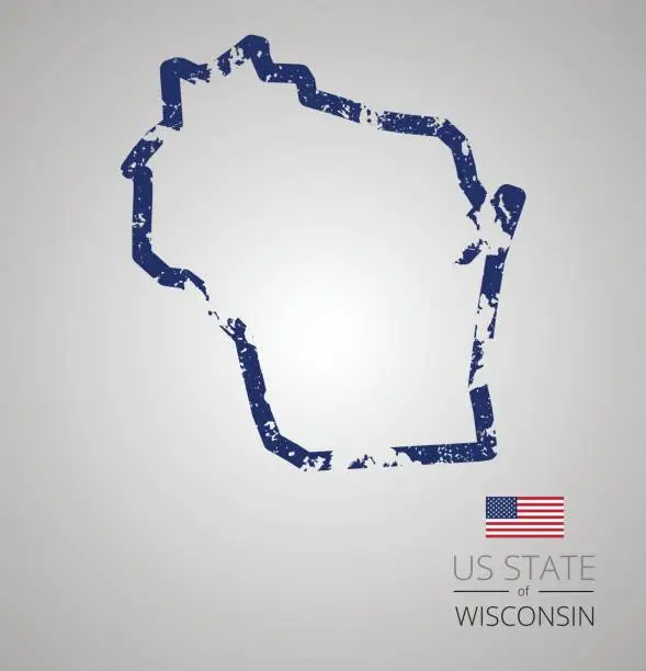 Vector illustration of Wisconsin State Grunge Outline