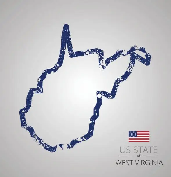 Vector illustration of West Virginia State Grunge Outline