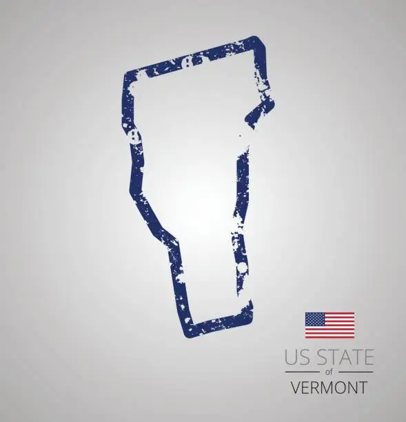 Vector illustration of Vermont State Grunge Outline
