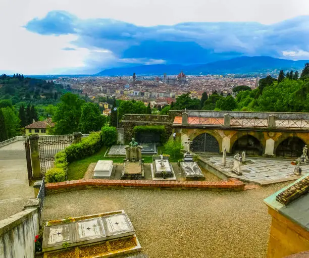 Photo of Aerial view of Florence old town as seen from the Basilica of San Miniato al Monte