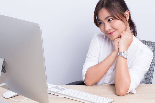istock Shy woman in the office 649612514