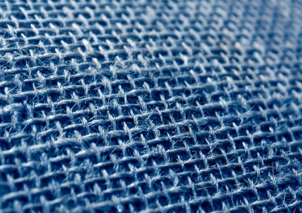 istock Blue color hessian cloth sack texture with blur effect 649615640
