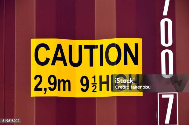 Caution Sign High Stock Photo - Download Image Now - Harbor, Horizontal, Japan