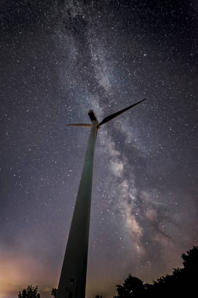 istock Wind turbine with Milky Way 649618830